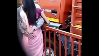 Indian lovers romance in street kissing video
