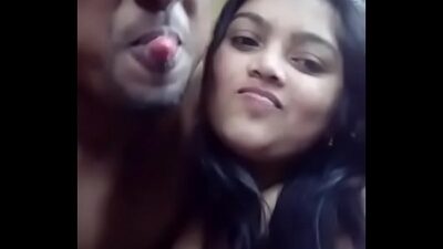 Indian amateur girl kissing with lover and boob sucking