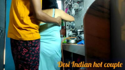 Chubby Desi aunty fucked in kitchen by nephew
