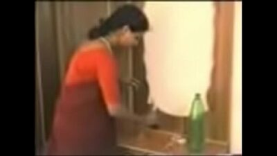 Indian Red saree lady removing dress and enjoying with young guy